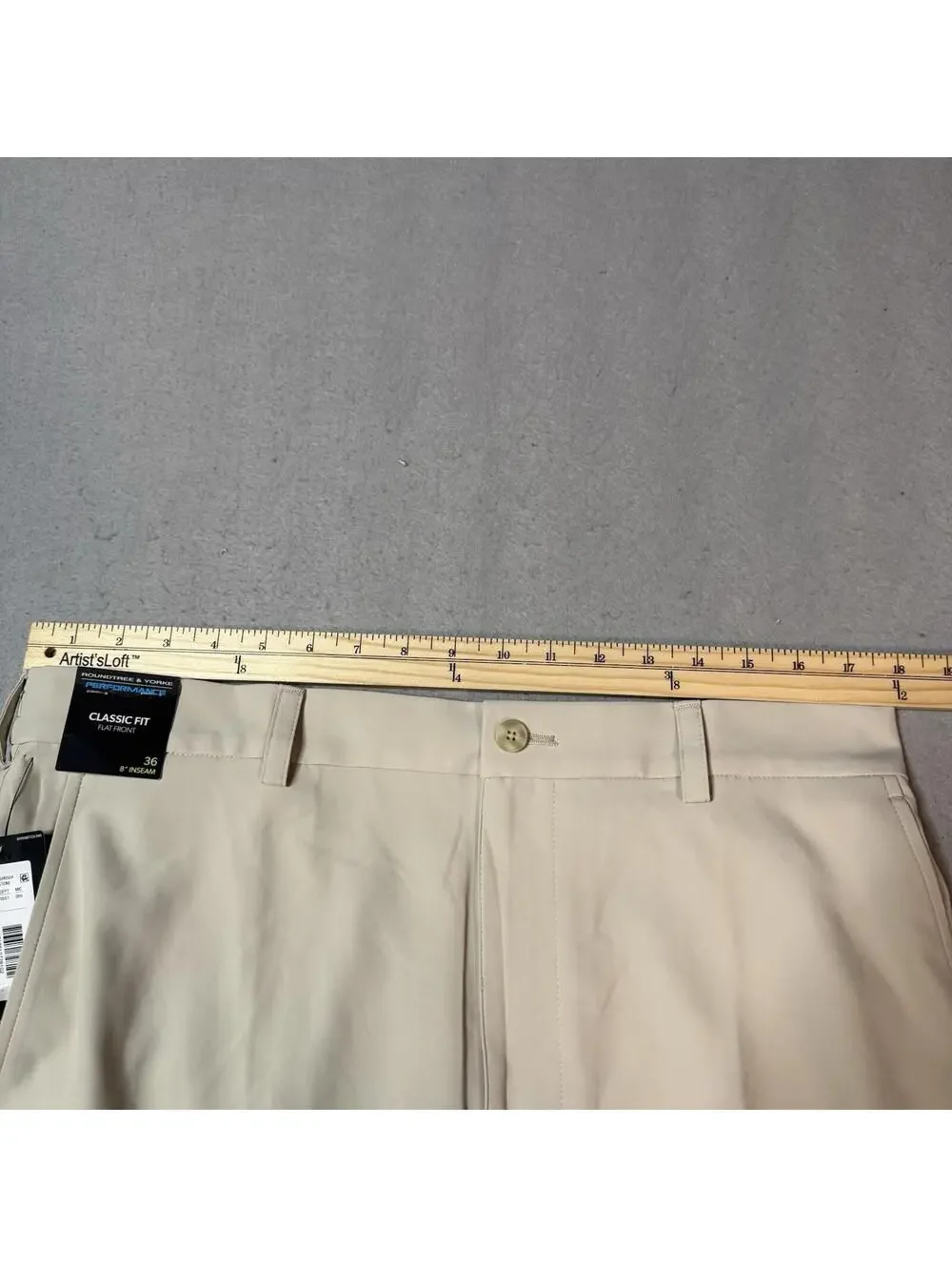 Roundtree & Yorke Performance Men’s Khaki Golf Shorts Size 36 Classic Fit Stretc - Picture 10 of 13